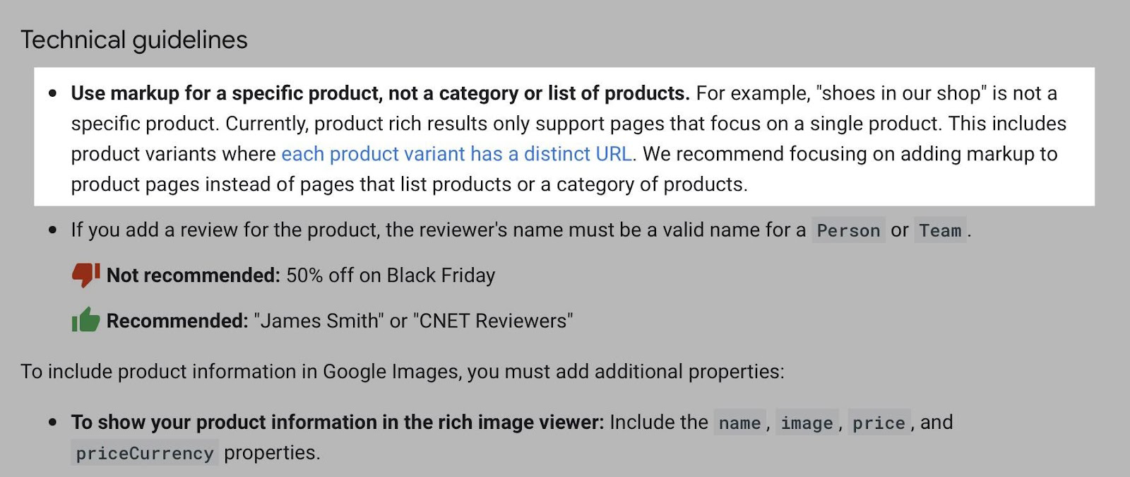 Instructions on the product’s pages structured data