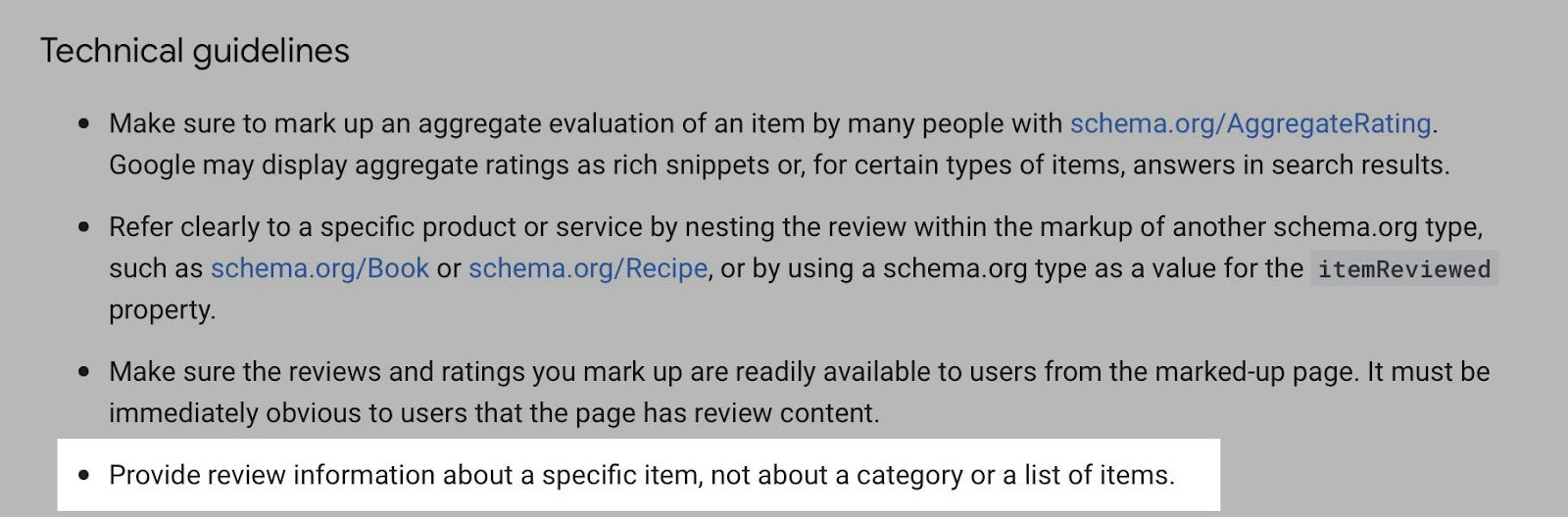 Technical guidelines from Google about using structured data