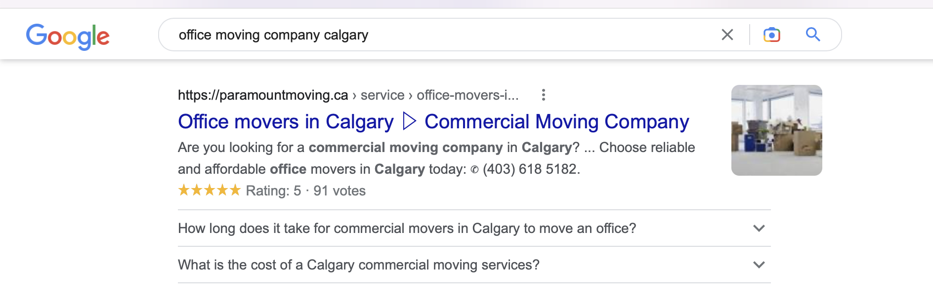 Snippet in Google search