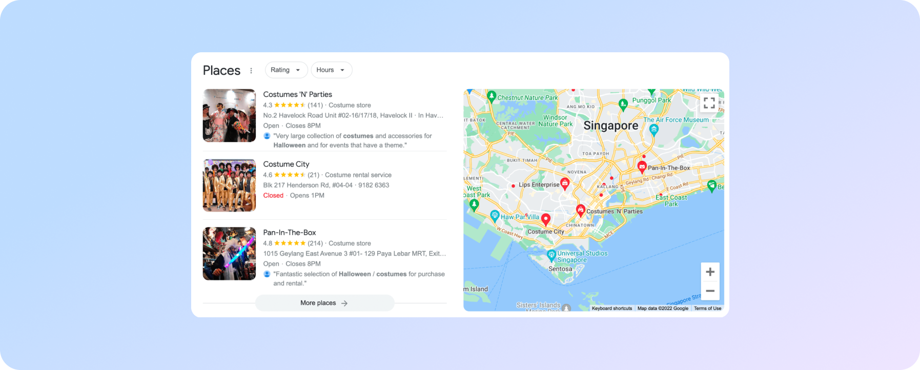 «Map pack» для запиту «костюми на Хелловін Сінгапур»